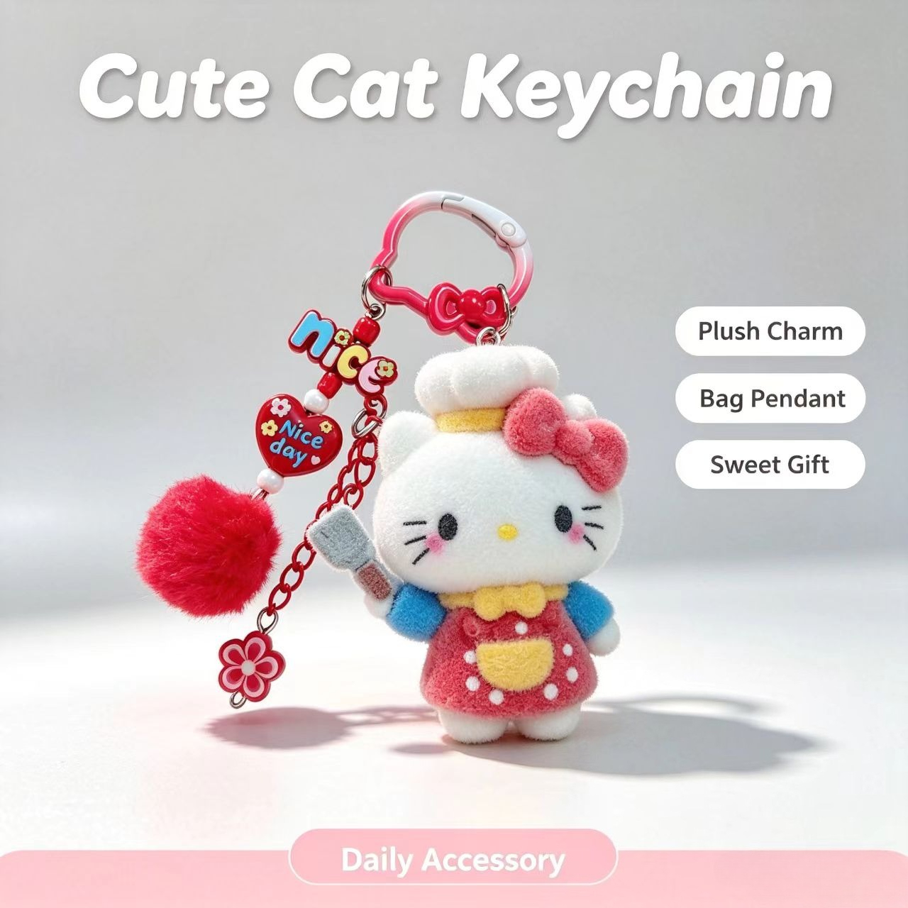 Women Accessories Bag - Gantungan Kunci Kucing Berbulu Modis, Figur
