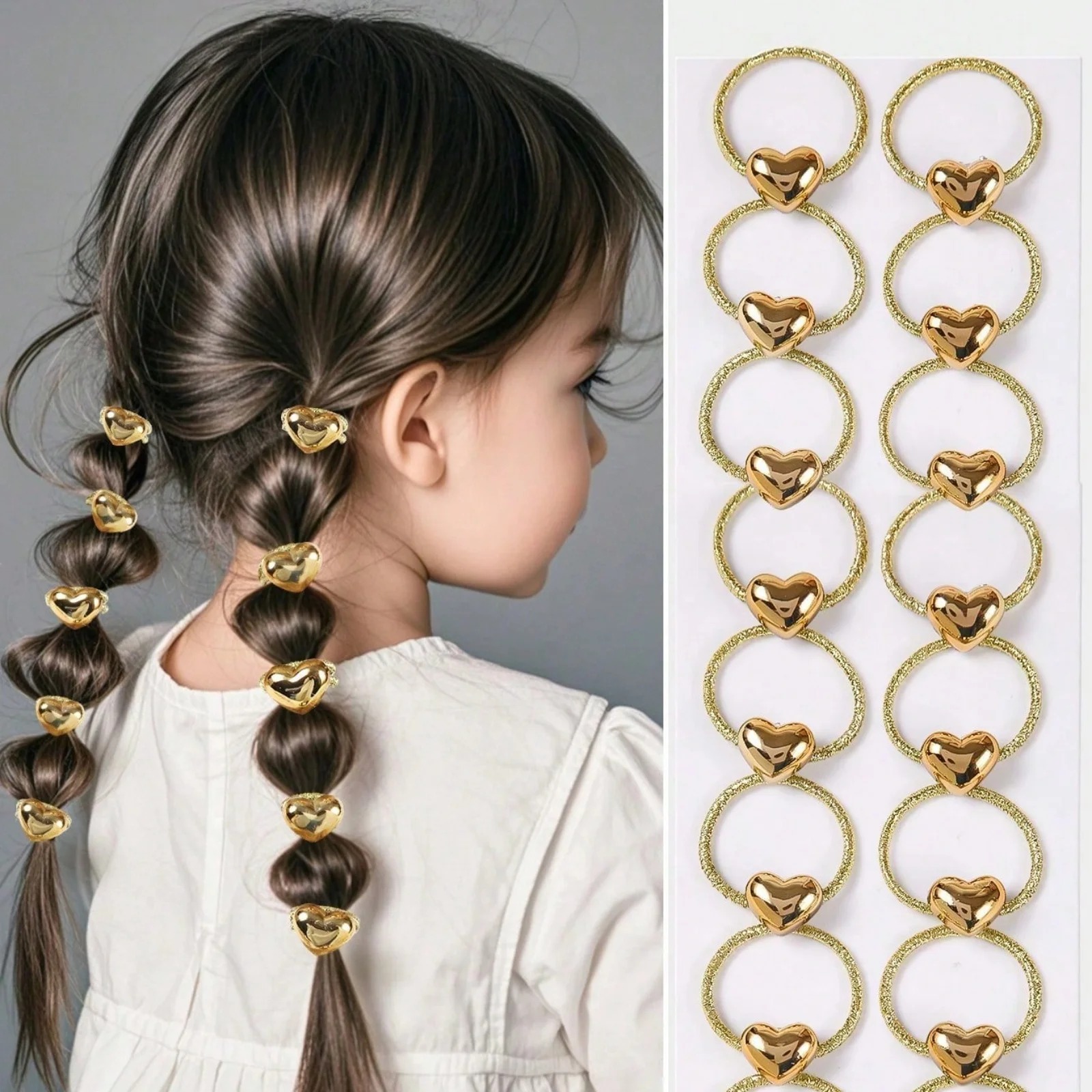 Wrap Ring Gold - 10 Buah Set Cincin Rambut Hati