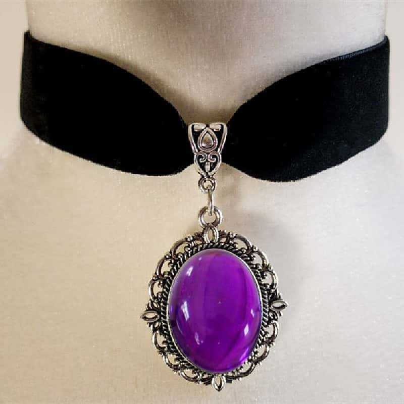 Women'S Victorian Accessories - Kalung Tetesan Air Cameo Ungu, Perhiasan