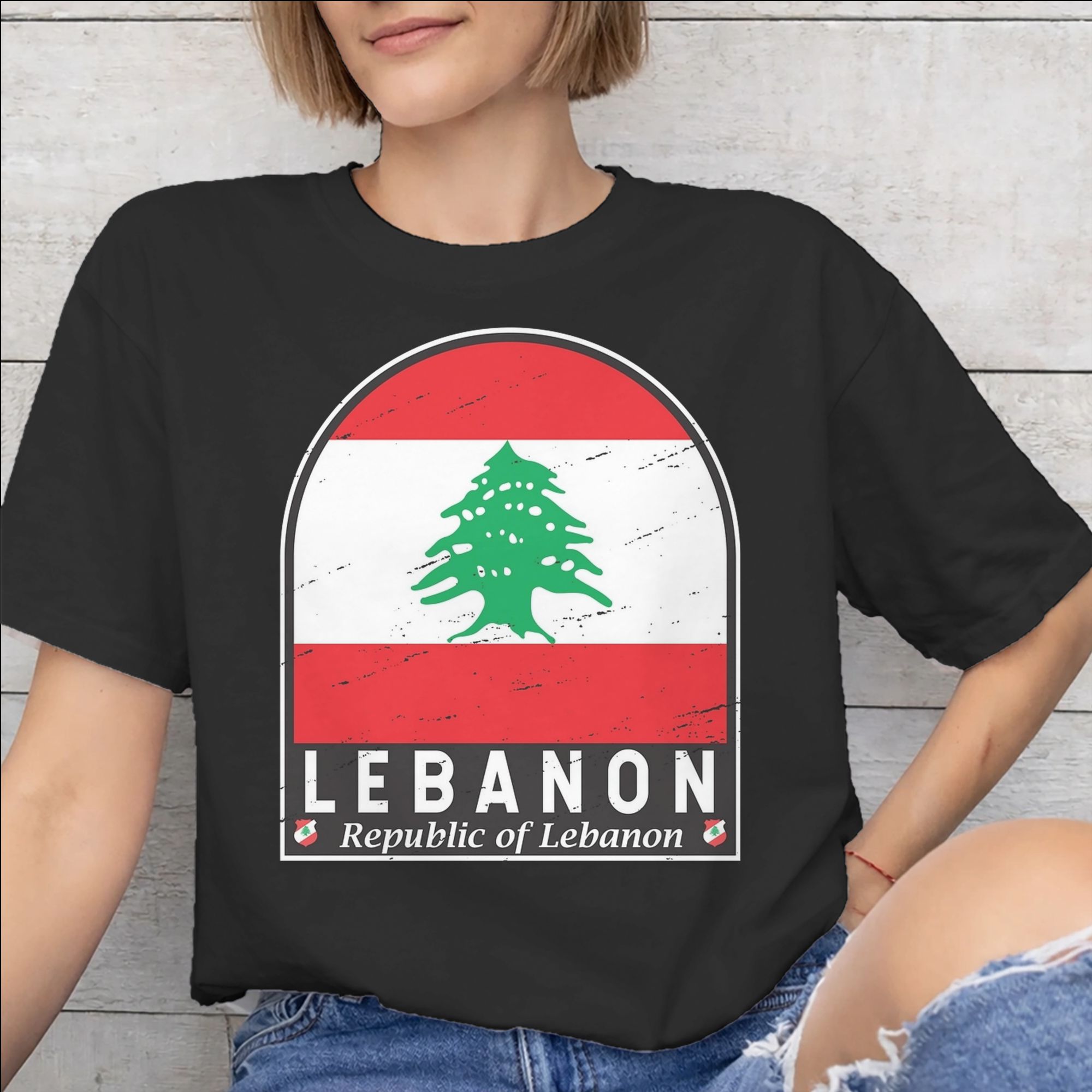 Women Accessories Lebanon - Aksesori Hati Bendera Lebanon Kaus Pria