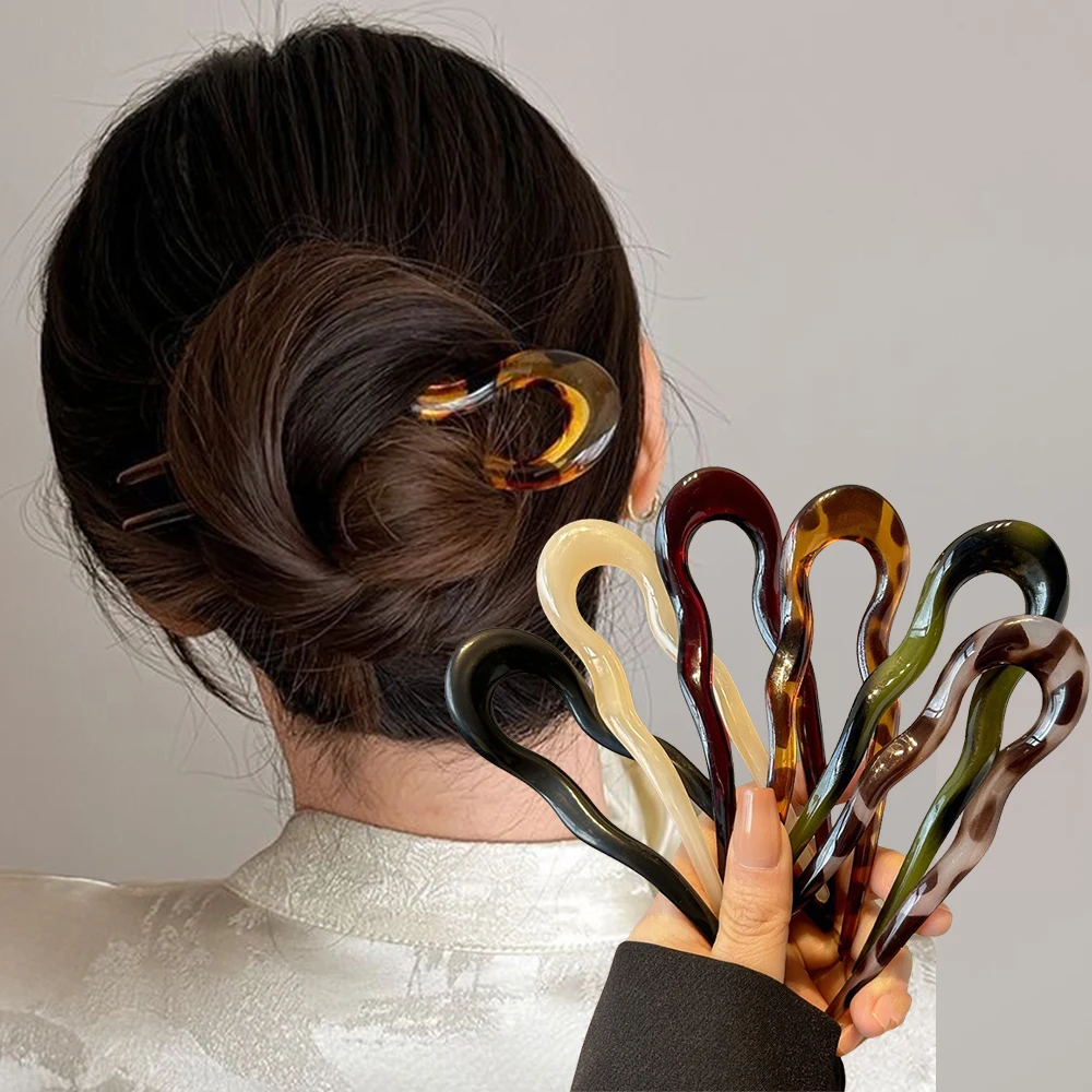 Hair Fork Stick - Jepit Rambut Bentuk U Motif Kulit