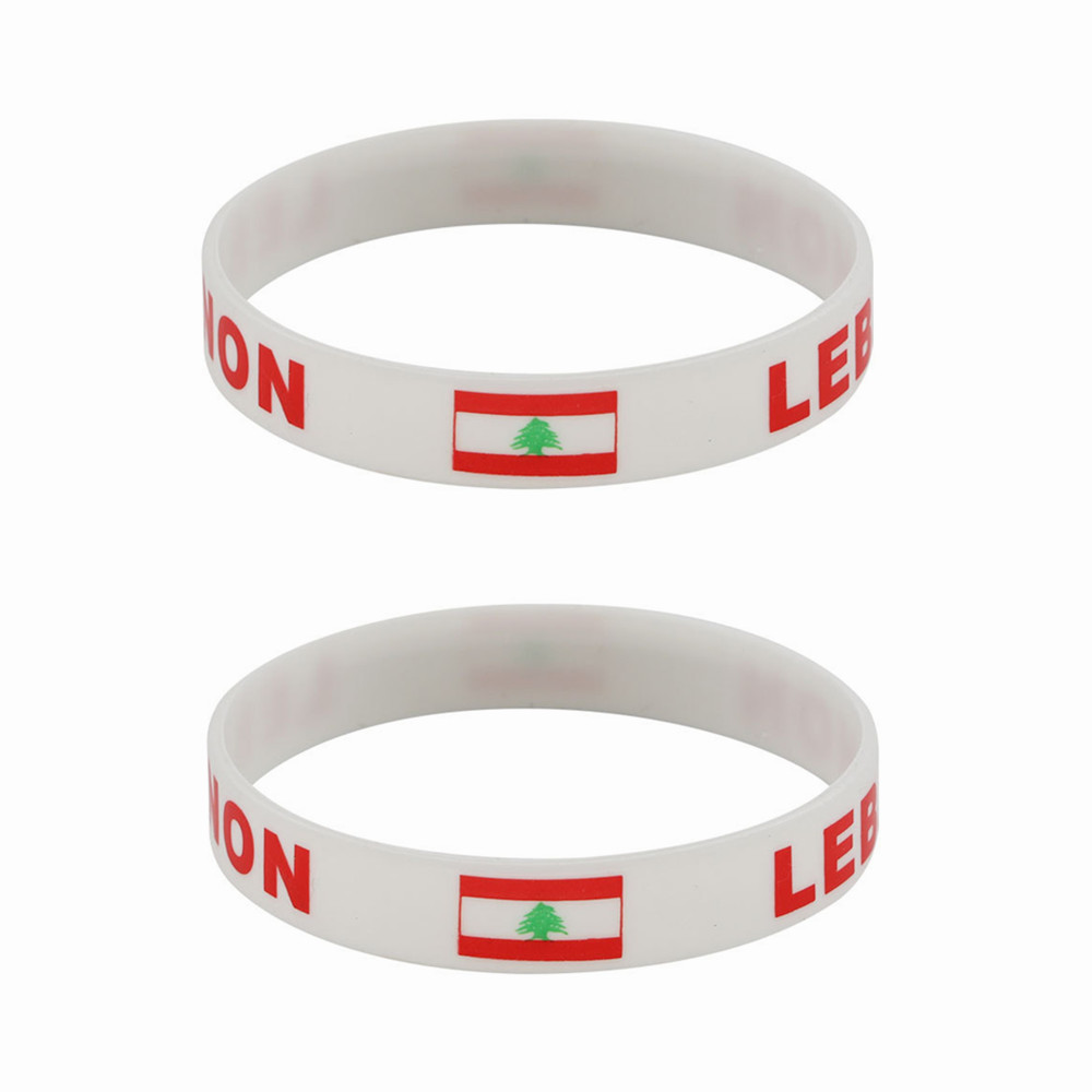 Women Accessories Lebanon - 2 buah gelang silikon bendera Lebanon