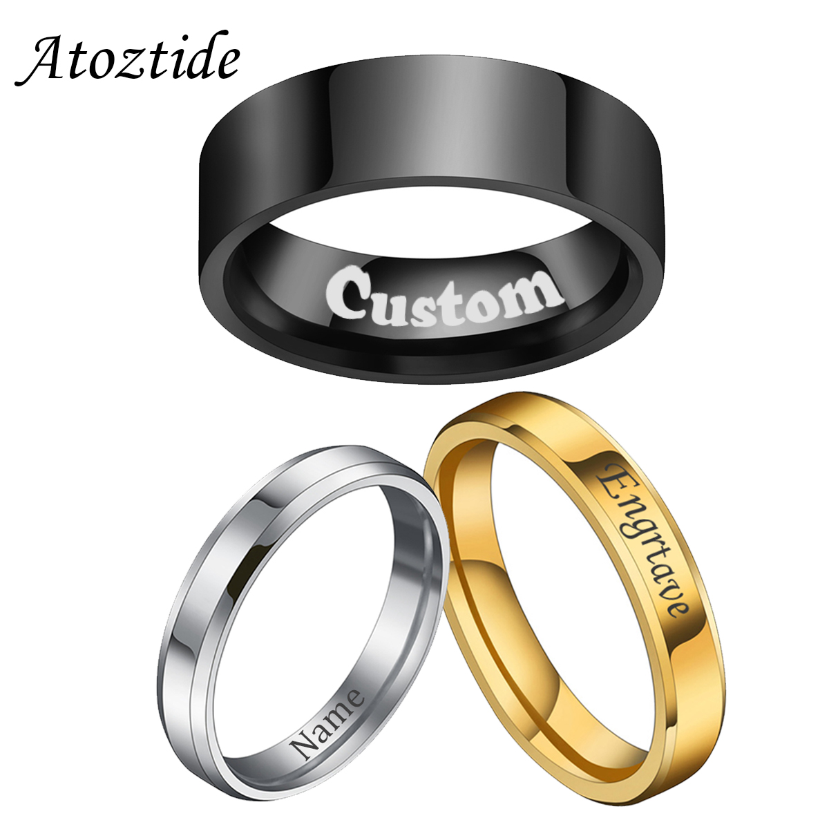 Wrap Ring Gold - Atoztide 4/6/8Mm Cincin Tanggal Ukiran Nama