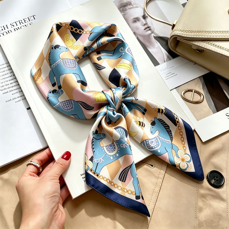 Women Accessories Brands - Syal Sutra Wanita 70*70cm Motif Cetak