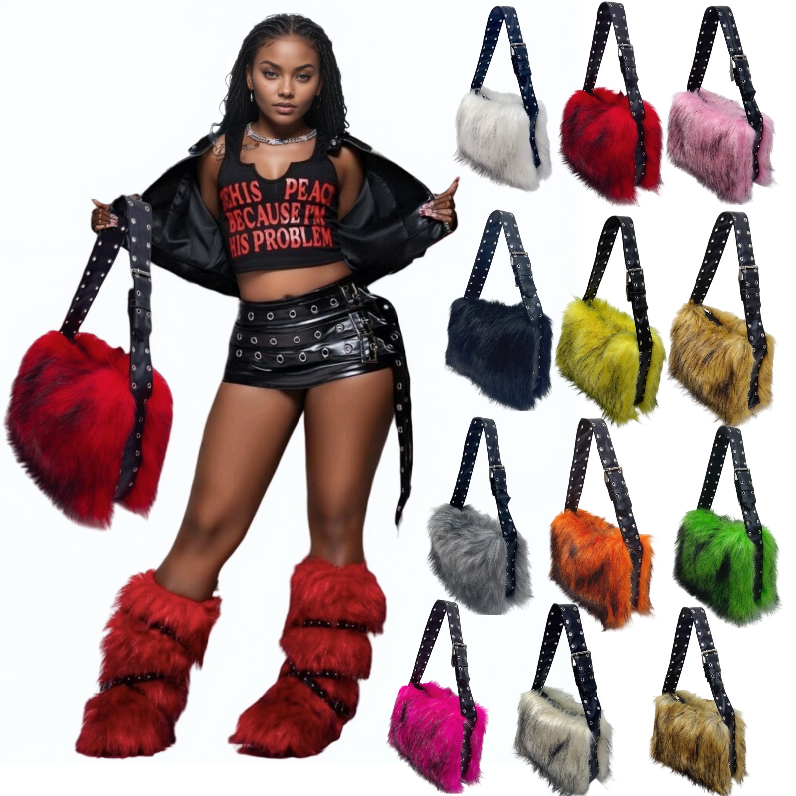 Women'S Y2K Accessories - Tas wanita bulu imitasi rubah Y2K,