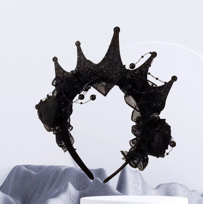 Women'S Victorian Accessories - Ikat Kepala Mahkota Renda Mawar Hitam