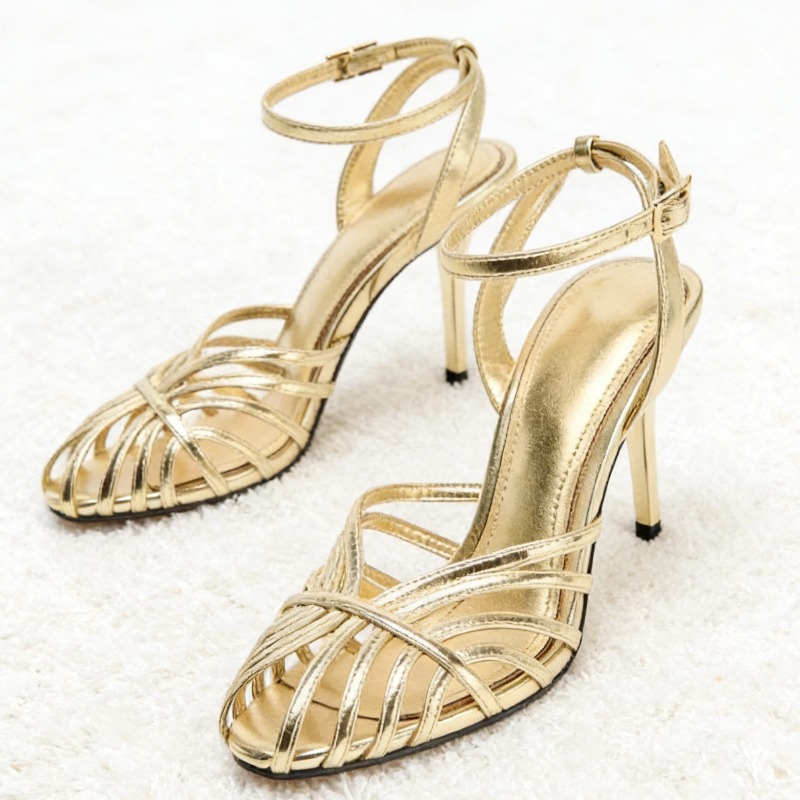 Wrap Ring Gold - Sandal Hak Tinggi Wanita Model Ramping