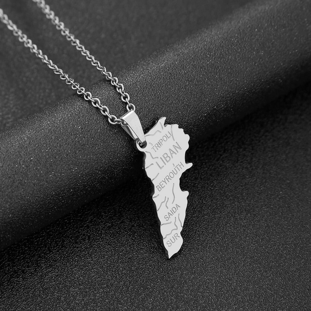 Kalung Peta Lebanon Baja Tahan - Women Accessories Lebanon ulasan dan harga