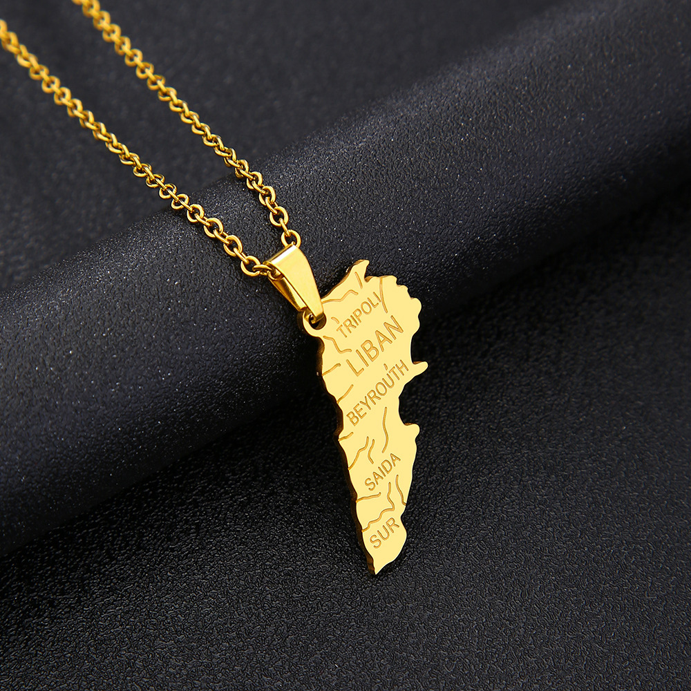 Kalung Peta Lebanon Baja Tahan - Women Accessories Lebanon ulasan dan harga