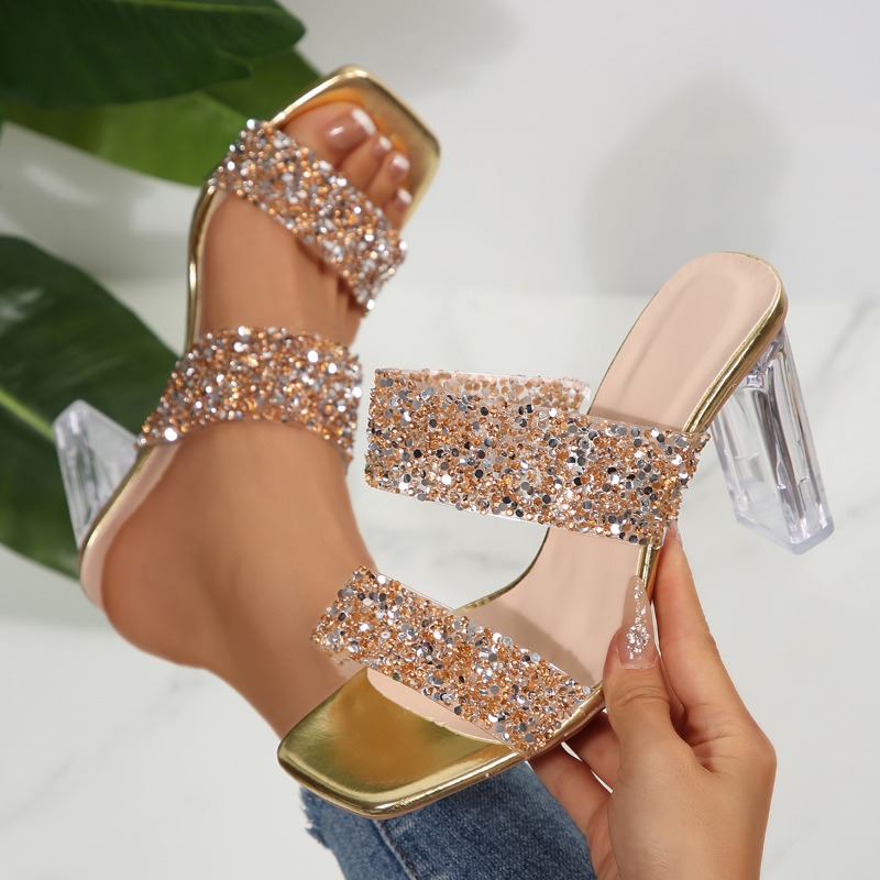 Sandal Hak Tinggi Glitter Pita - Wrap Ring Gold ulasan dan harga