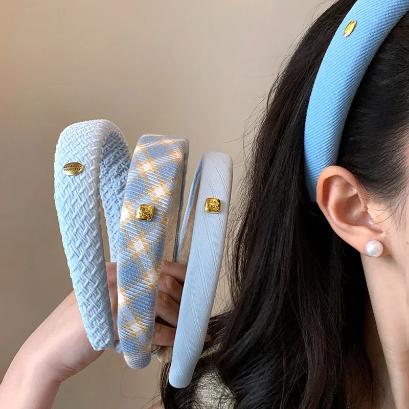 Headband Lebar Warna Biru Gold - Wrap Ring Gold ulasan dan harga