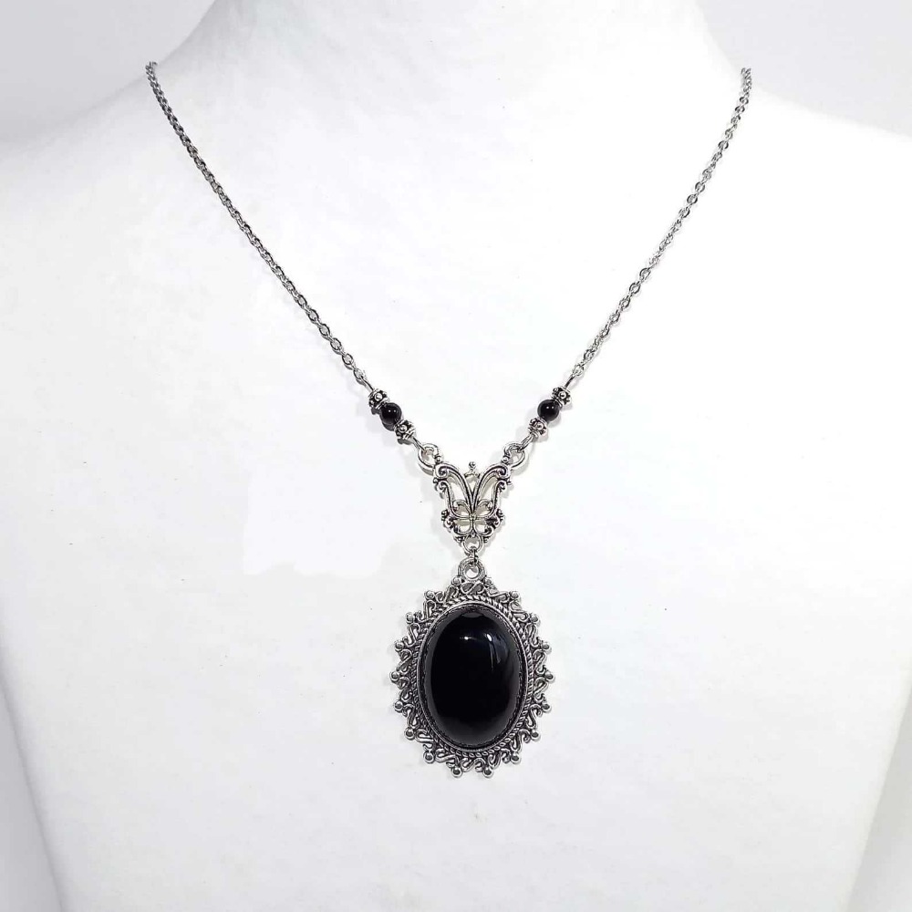 Kalung Liontin Batu Akik Hitam - Women'S Victorian Accessories ulasan dan harga