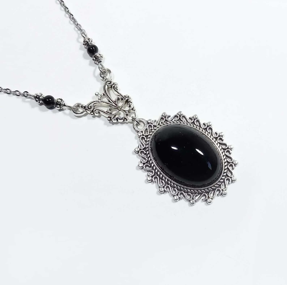 Kalung Liontin Batu Akik Hitam - Women'S Victorian Accessories ulasan dan harga