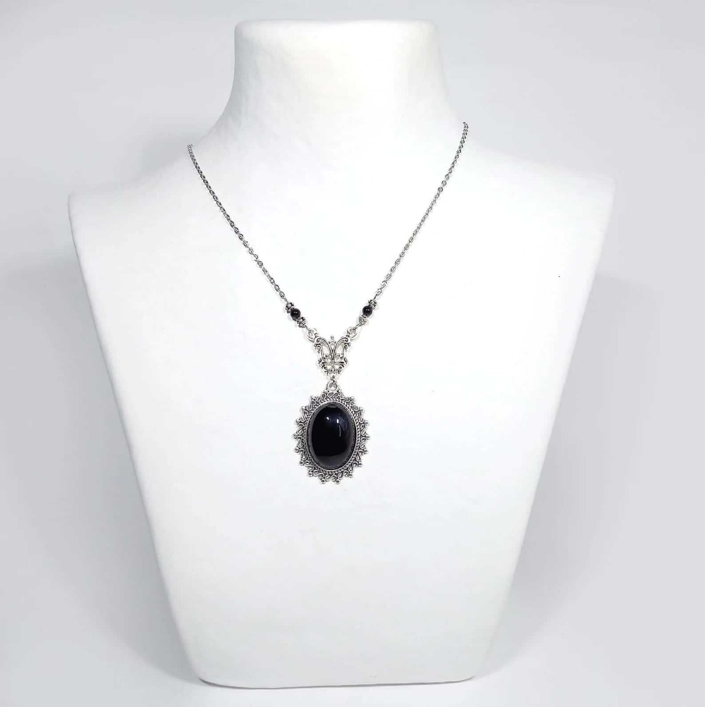 Kalung Liontin Batu Akik Hitam - Women'S Victorian Accessories ulasan dan harga