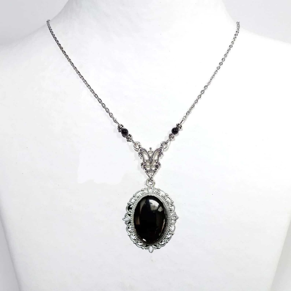 Kalung Liontin Batu Akik Hitam - Women'S Victorian Accessories ulasan dan harga